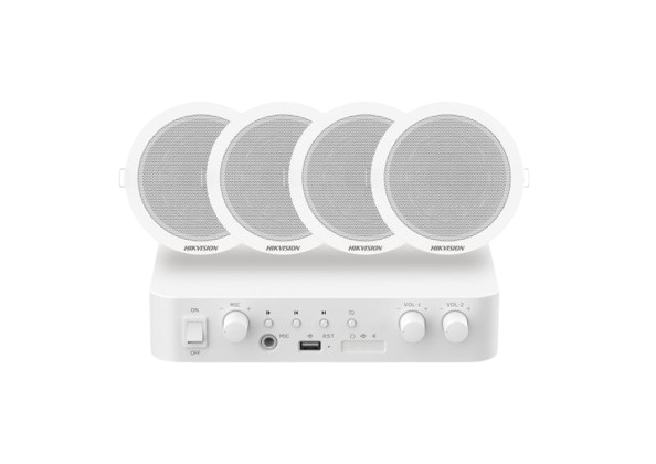 DS-QAE1KA80206-4 Hybrid Audio Kit with 80W Network Amplifier and 4* 6W Ceiling Speakers