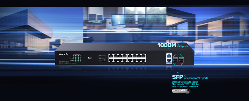 Tenda Switch 18GE 16 Port POE TEG1120P-16-250W@