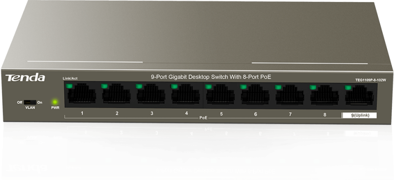 Tenda POE Switch 8Port 102Watt TEG1109P-8-102W